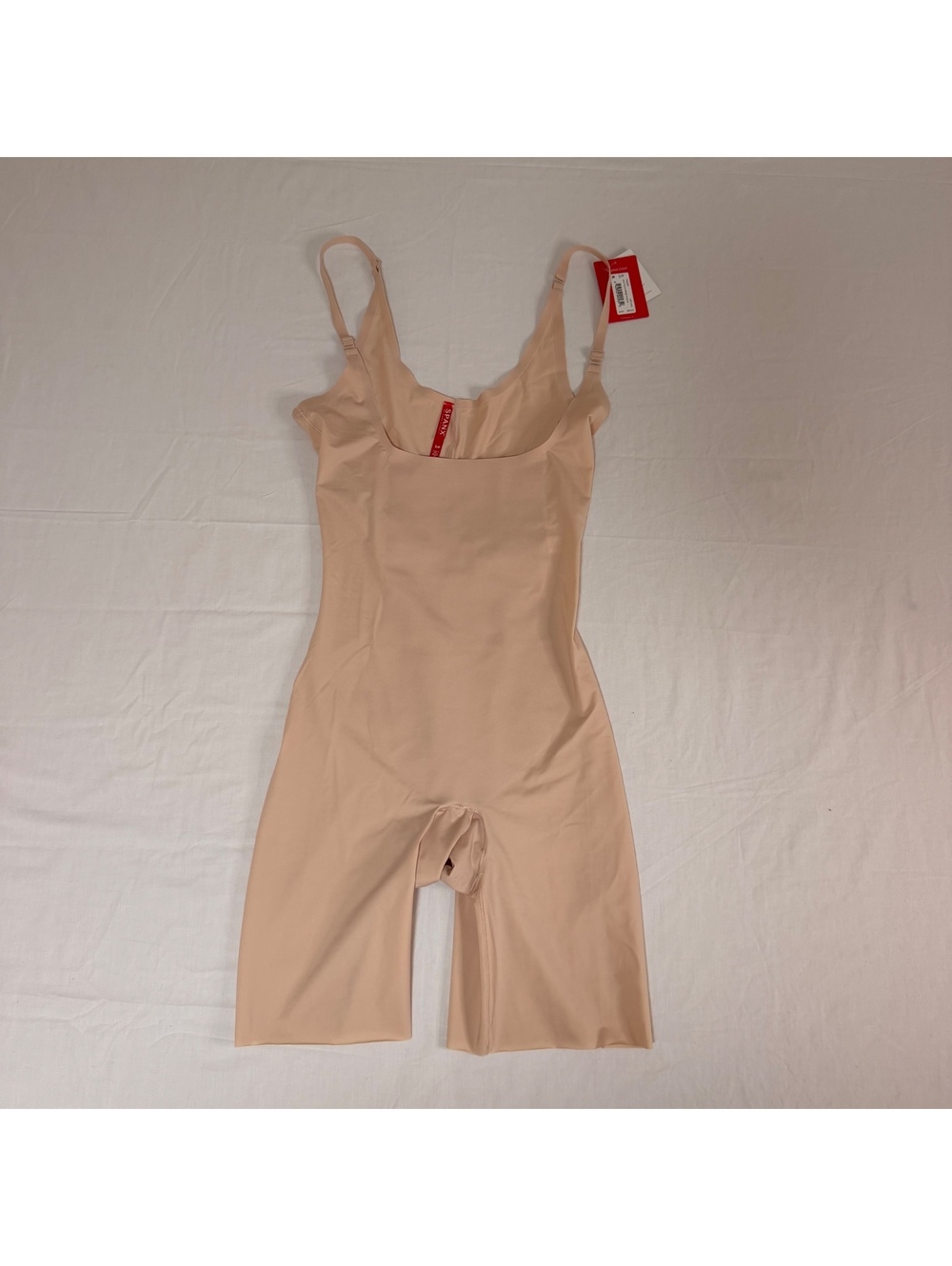 Spanx ThinStincts Open-Bust Mid-Thigh Bodysuit Shapewear Size S/P Nude